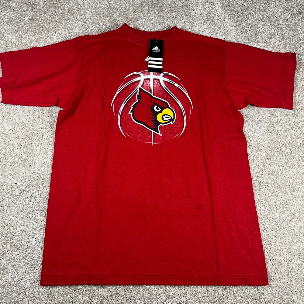 Adidas Boys (16-18 Y) Red‎ NCAA Louisville Cardinals 2018 Basketball T-Shirt NWT